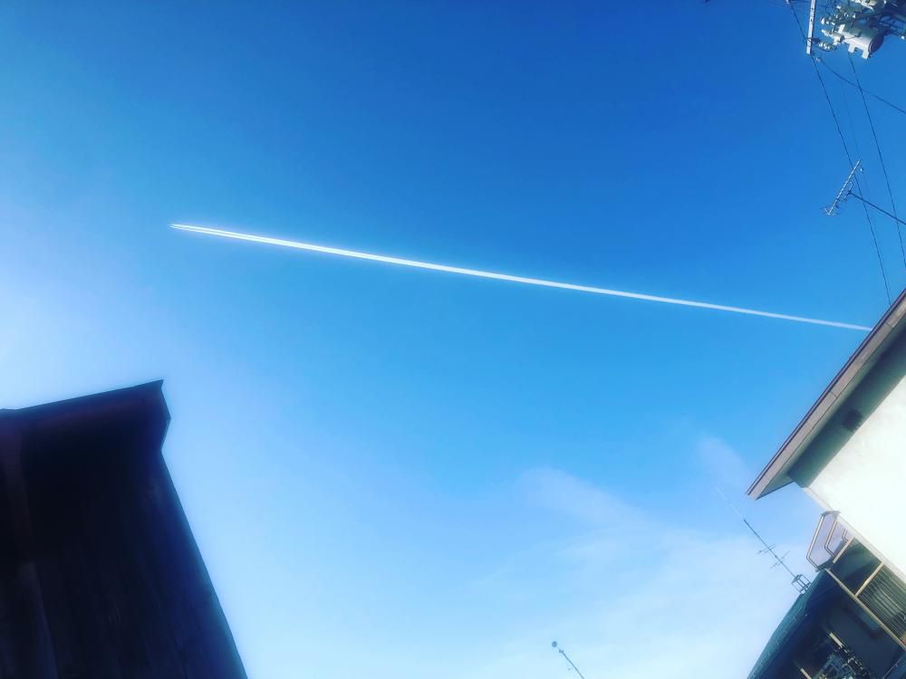 ハッキリ飛行機雲です(^_^)