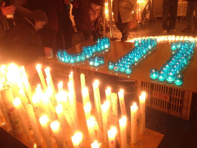 3.11亘理町 鎮魂と復興のメッセージロウソクが灯りました