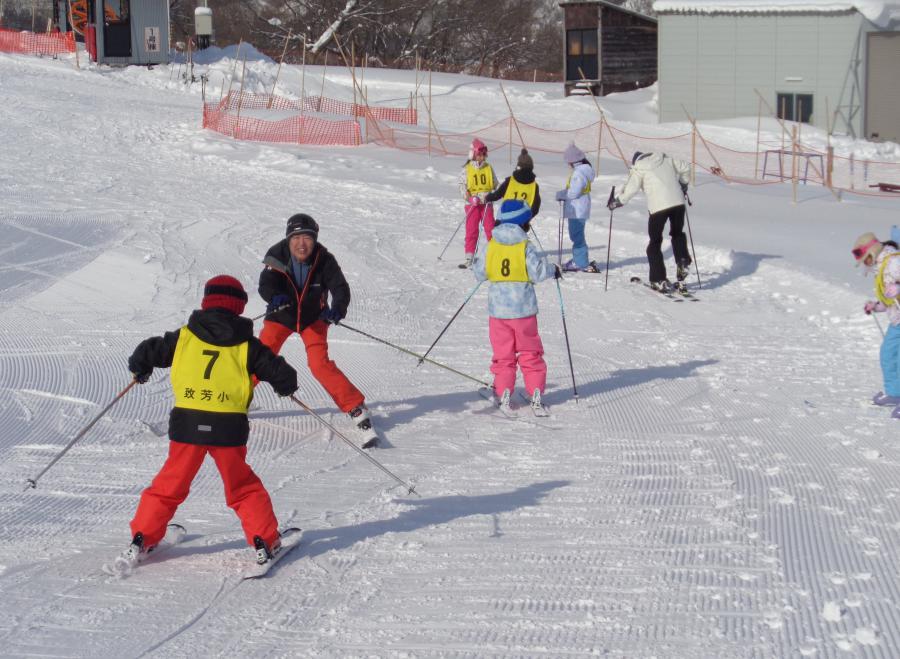 コンデション良好、2回目のスキー授業!
