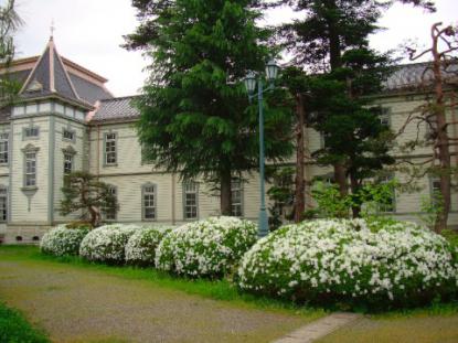 旧米沢高等工業学校本館のつつじ 山形の歴史 伝統