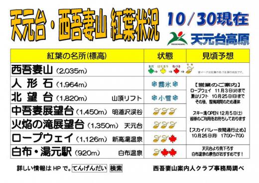西吾妻山天元台紅葉情報 今季最終 10月30日更新 ヤマガタンver9 山形の人脈データベース