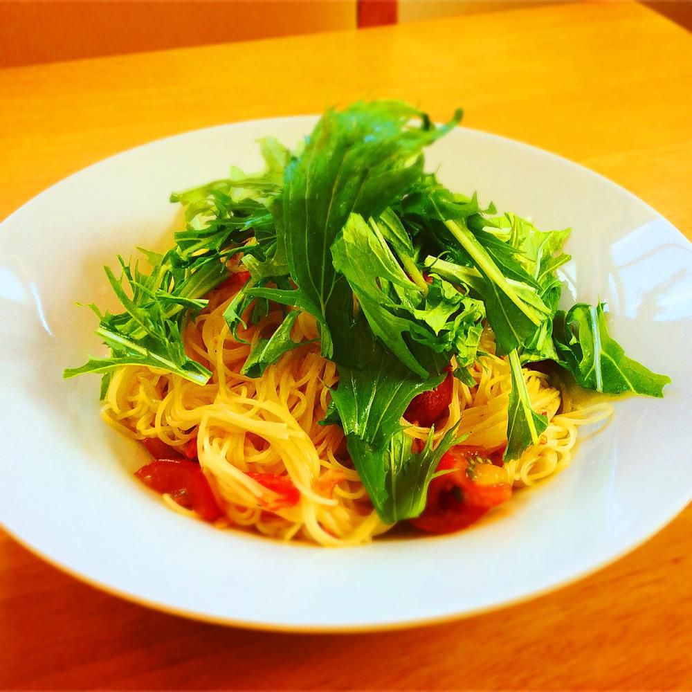 限定メニュー「桜エビとプチトマトの冷製ペペロンチーノ」