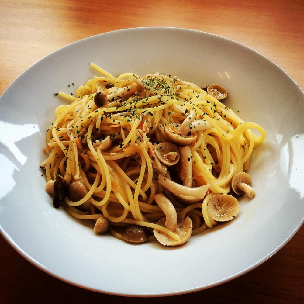 桜エビときのこのペペロンチーノ