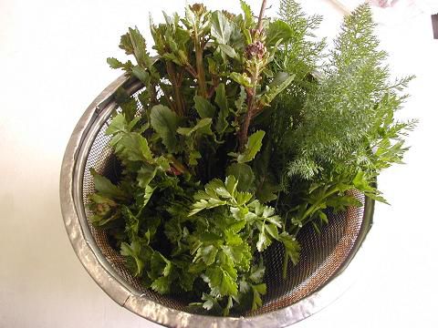 ジュアンのうまいもの。朝摘みのハーブでサラダを！