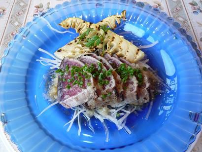 ジュアン「カツオのたたきと筍と大根サラダ」