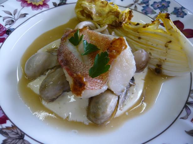 ジュアン「牡蠣貝と金目ダイと白菜と」