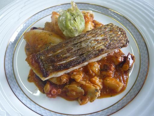 ジュアン「米粉のニョッキと魚のポワレとふきのとう」