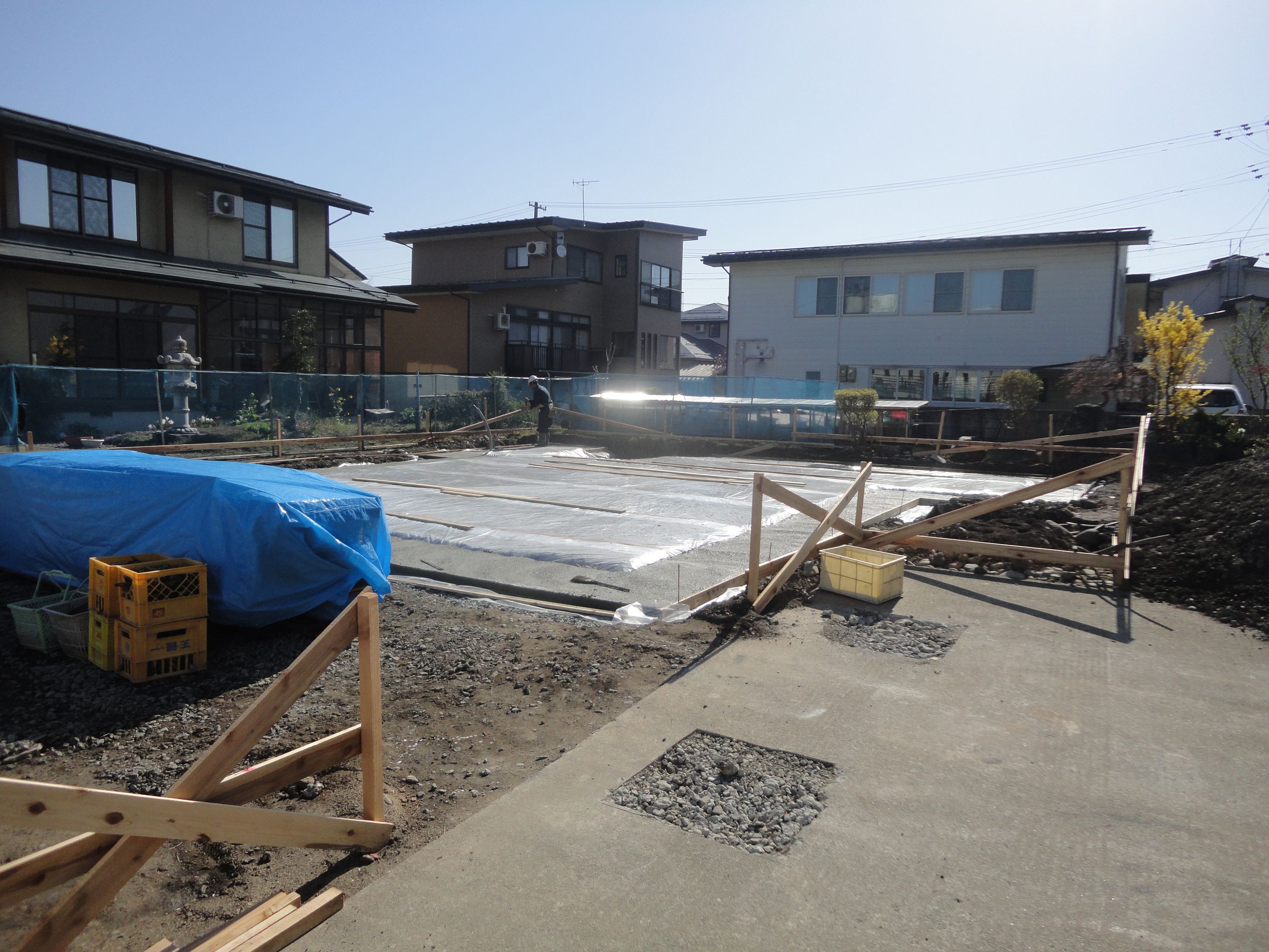 住宅新築工事　防湿シートと捨てコンクリート