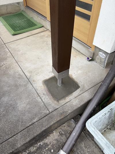 玄関ポーチ柱の補修