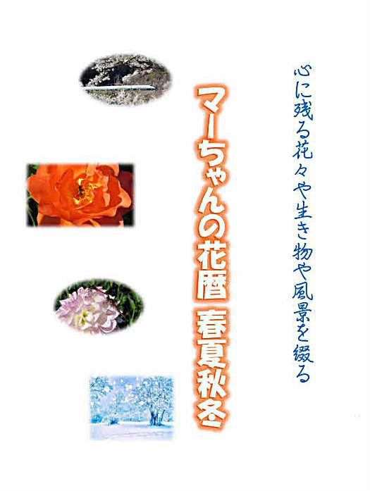 マーちゃんの花暦へのアクセス数が１日で５００～１０００件を数え　合計で１００万件をこえました　このブログを待っていてくれる人もいるのではないかと考えるともう少し続けてみようと考えるようになりました　またかなりの数の草花や花木や風景などをアップしてきましたので一度これらをまとめてみようと「マーちゃんの花暦　春華周東」と題する冊子を創ってみました　ようやく１００頁の冊子がまもなく完成します　たった１冊だけで誰かに見せようとか喜んでもらおうとか考えていませんが７年近くのブログを振りかえってみるとよく続けたなと我ながら感心しています印刷も製本も全て手作りですが完成が楽しみです。