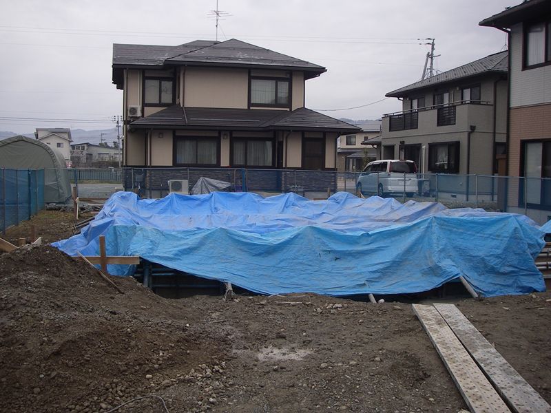 河北町 Ｗ様邸-08 コンクリート養生中につき