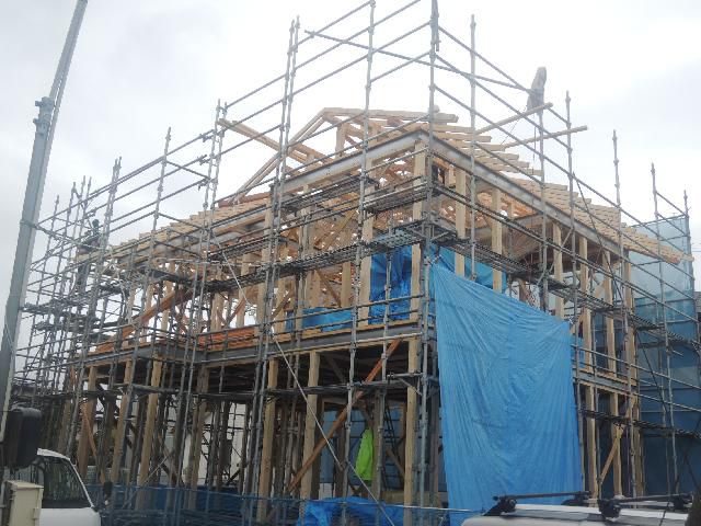 山形市 ＮＡ様邸新築工事 14 軸組み建て方2日目  『ﾃｸﾉｽﾄﾗｸﾁｬｰで建てる長期優良住宅』