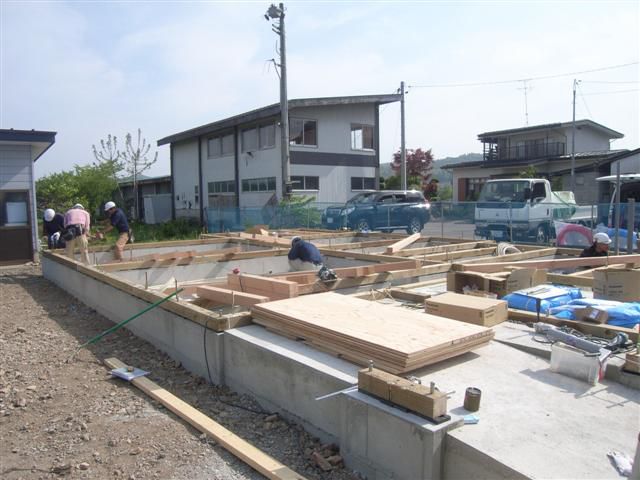 大江町 SS様邸新築工事 14 土台敷き 『ﾃｸﾉｽﾄﾗｸﾁｬｰで建てる長期優良住宅』