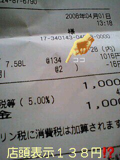 レギュラー１３２円