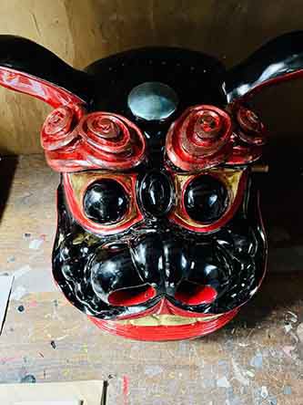 西大塚薬師堂型　創作獅子の制作