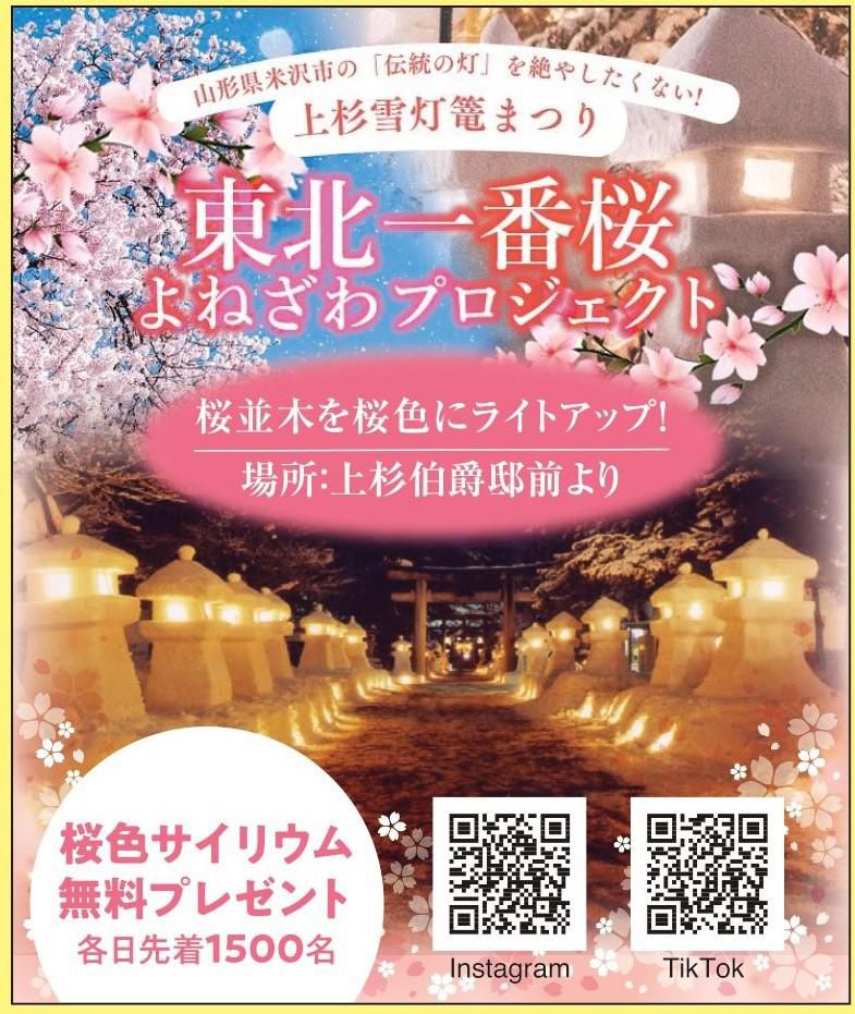 上杉雪灯篭まつり・東北一番桜よねざわプロジェクト～米沢の冬の街を桜色に～