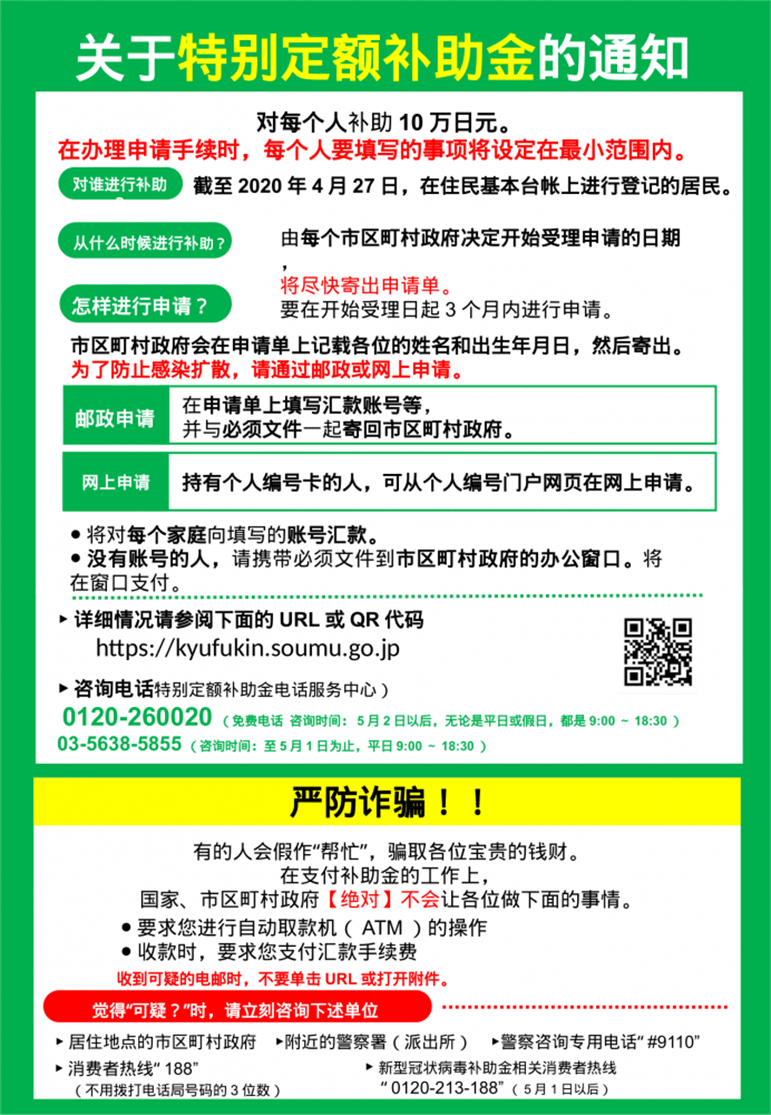 政府（せいふ）から　の　10万円　に　ついて