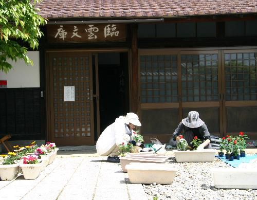 赤湯地区花いっぱい運動に参加　炎天下の花苗の植栽