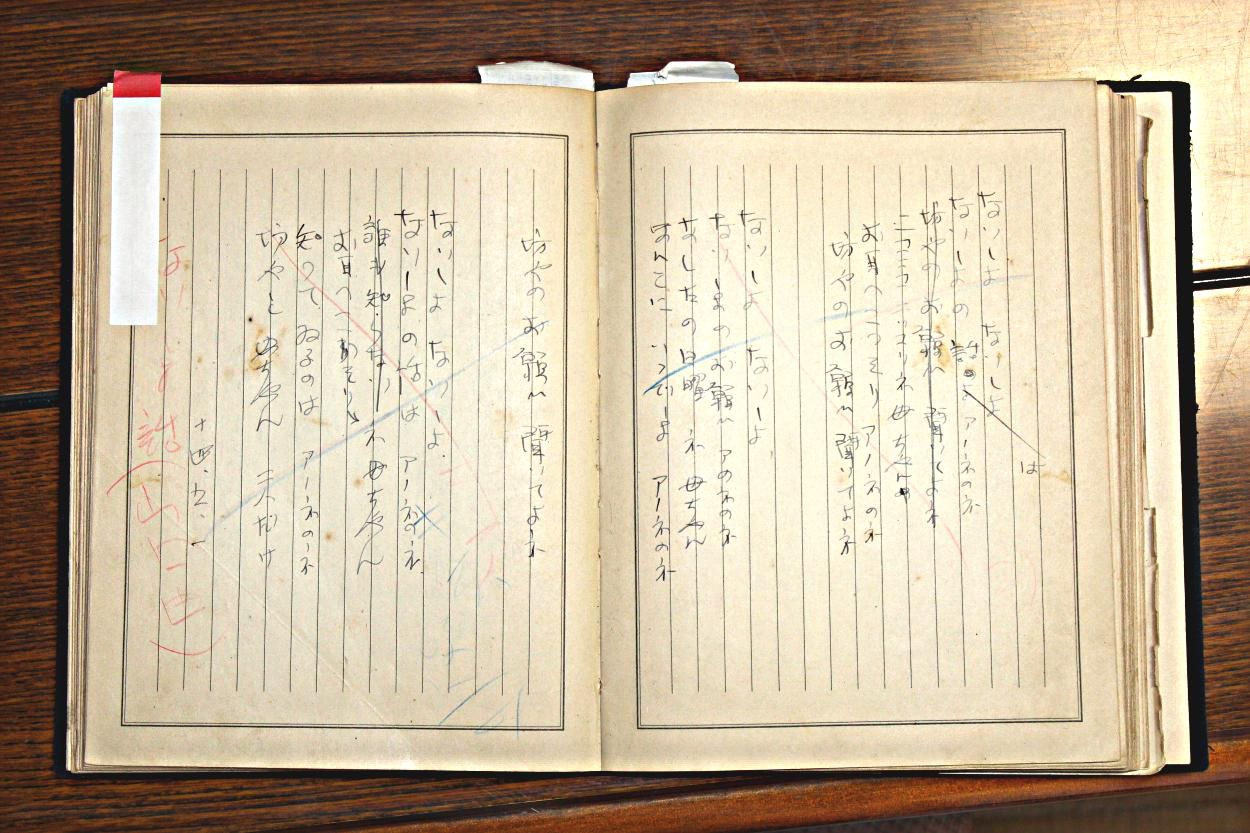 「ないしょ話」をしるしたノートも展示