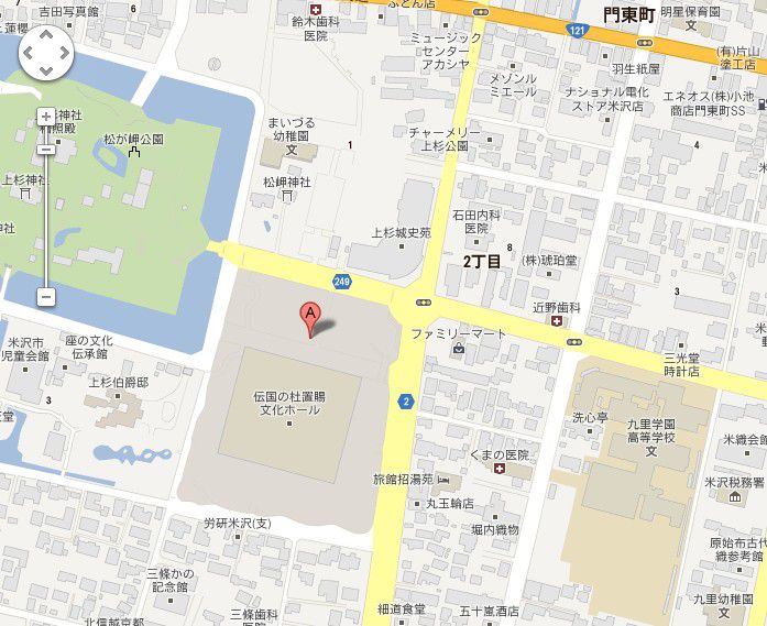上杉雪灯篭まつり会場位置図－グーグルマップ－