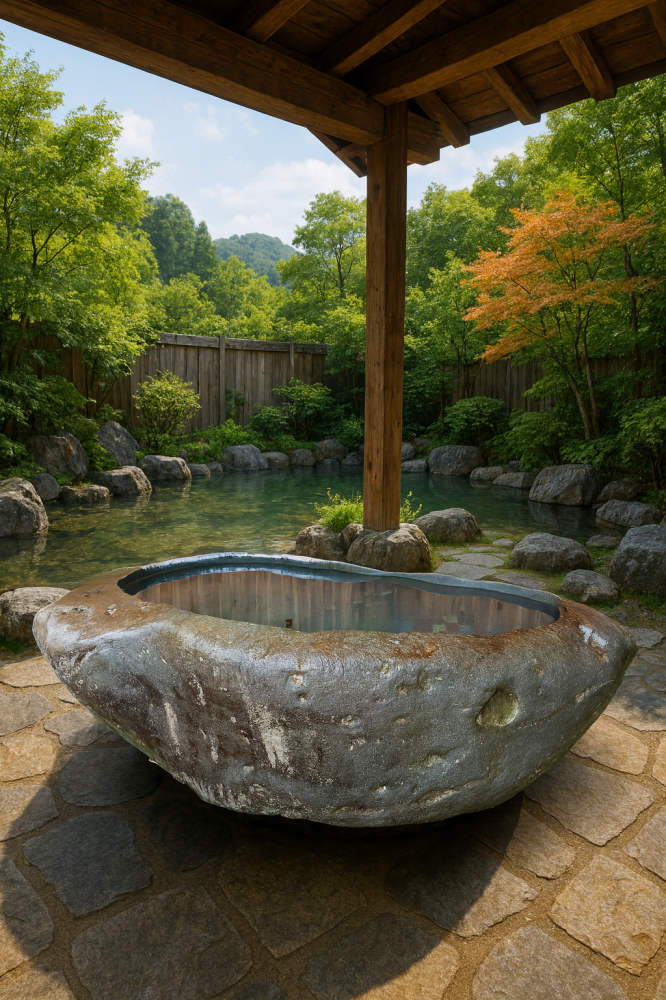 蔵王の石でつくった石風呂を県外の旅館へ納品しました③