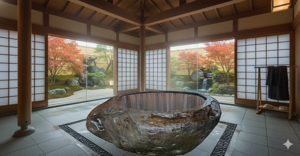 蔵王の石でつくった石風呂を県外の旅館へ納品しました