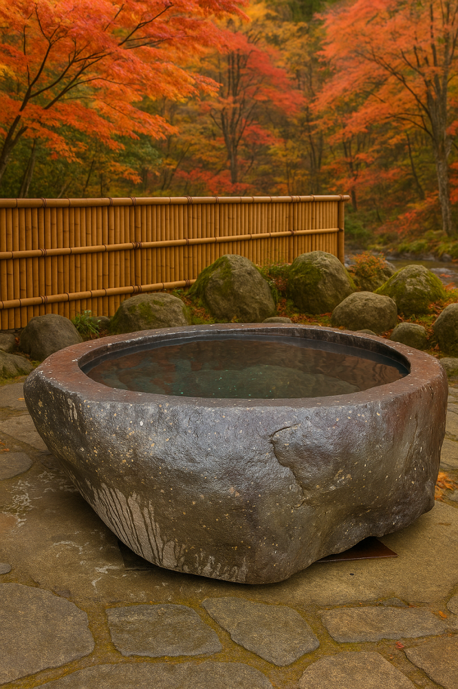 蔵王の石でつくった石風呂を県外の旅館へ納品しました④