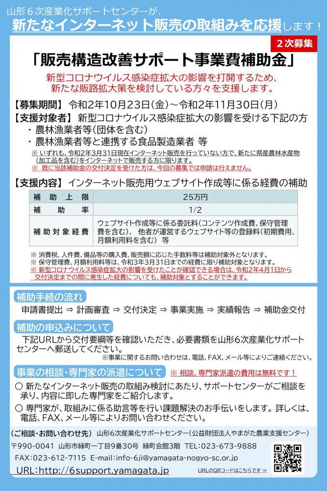 「販売構造改善サポート事業費補助金」の募集について【2次募集】