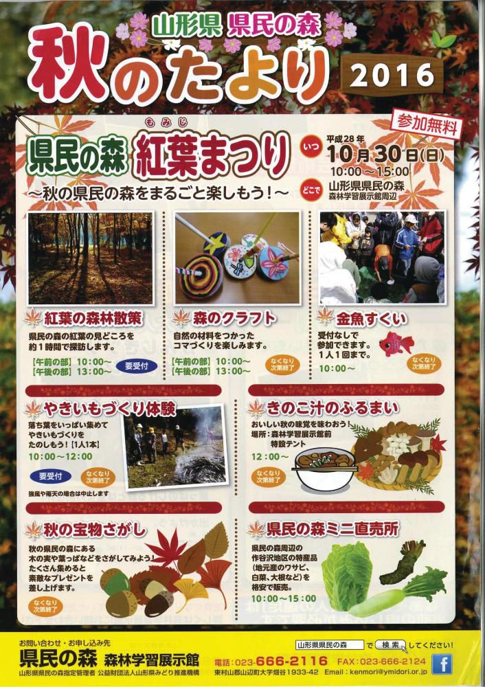 県民の森 『紅葉（もみじ）まつり』のお知らせ