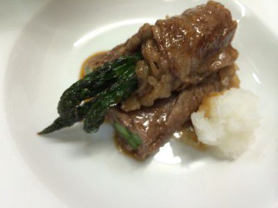 ★味よし「夏は、スタミナ！！米沢牛の肉巻きアスパラ♪」