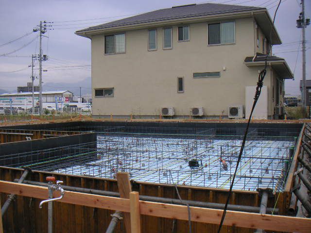 基礎配筋確認。