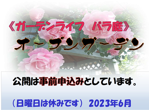 《バラ庭》オープンガーデン～・・今年も公開します～♪