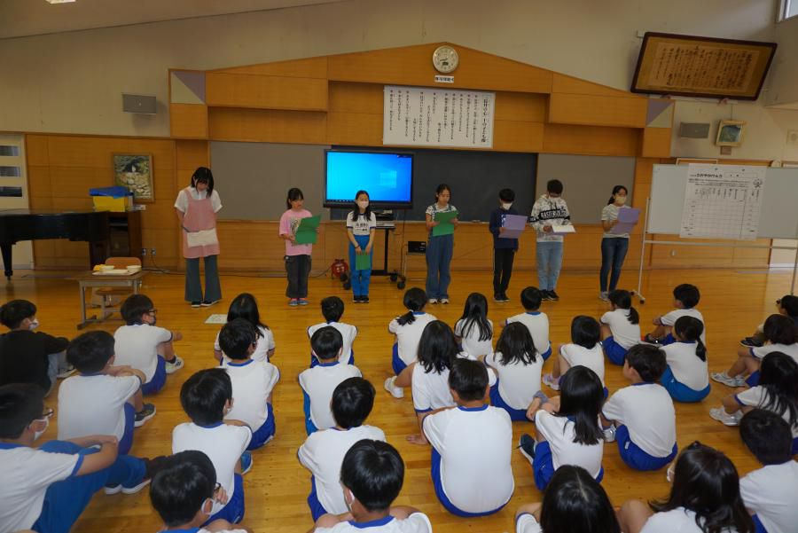 全校朝会での保健指導