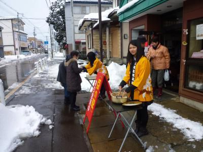 第３回豆の駅は大盛況、ＹＢＣ（山形放送）２月３日午後４時５３分からのピヨ卵にも登場