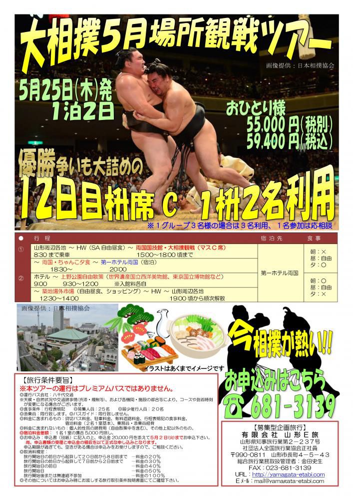 ５月２５日大相撲ツアー空きが出ました!!