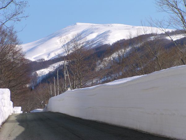 早朝の月山