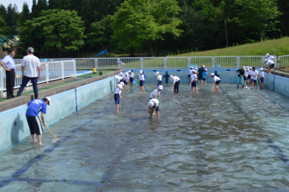 手ノ子小学校プール清掃