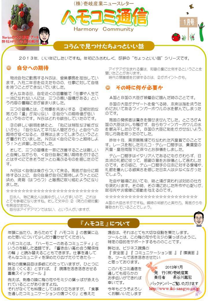 ハモコミ通信2013年1月号