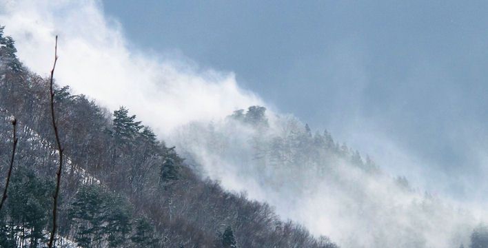 外は吹雪
