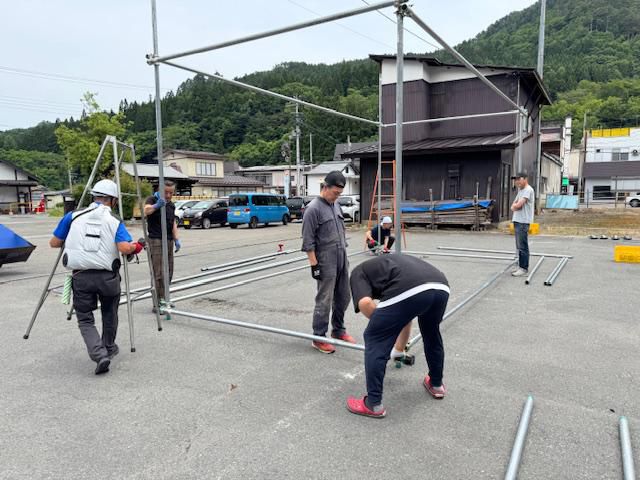 ほたるまつりイベントステージ準備