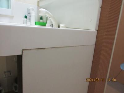 洗面台脇補修工事