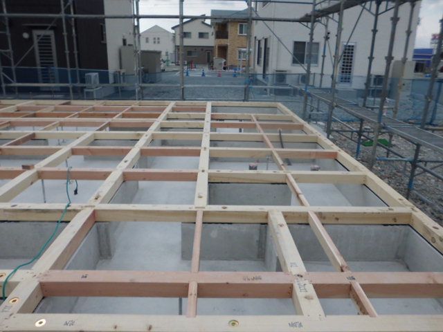 【新築住宅】　山形市嶋北A様邸　土台敷き・建て方