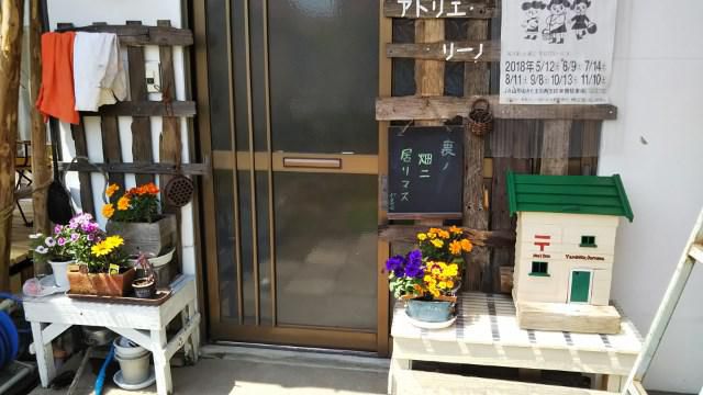玄関ポストと花
