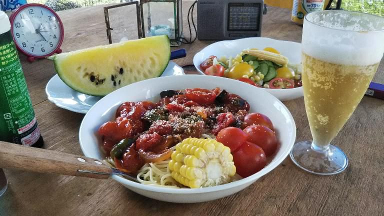 家庭菜園野菜でランチ
