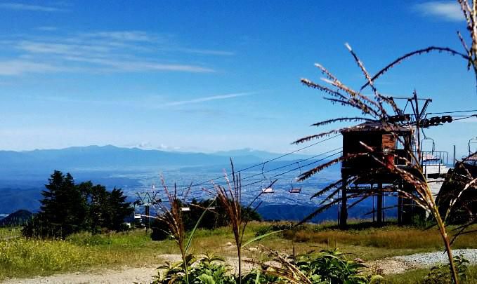 月山、朝日にすすきの穂