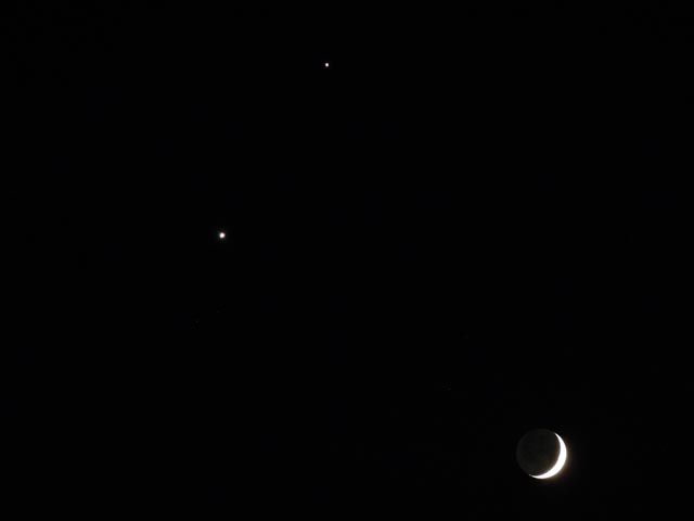 三日月と金星と木星