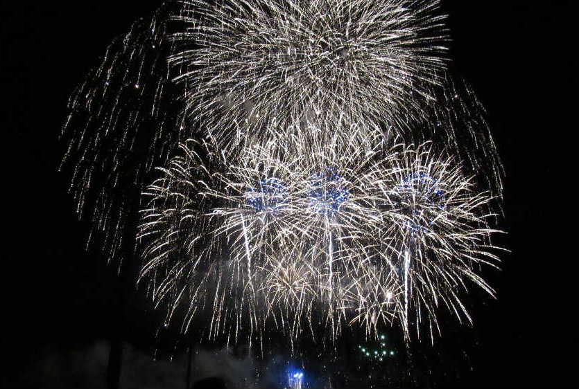 花は花でも花火です　近所の佐藤病院の恒例の花火大会が今夜行われひと夏のひと時の花火を楽しみました　夏はやっぱり花火かなあ