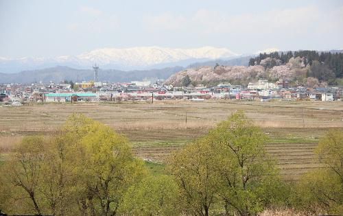 ネットで花見第2日　赤湯烏帽子山公園を自転車に乗って遠望