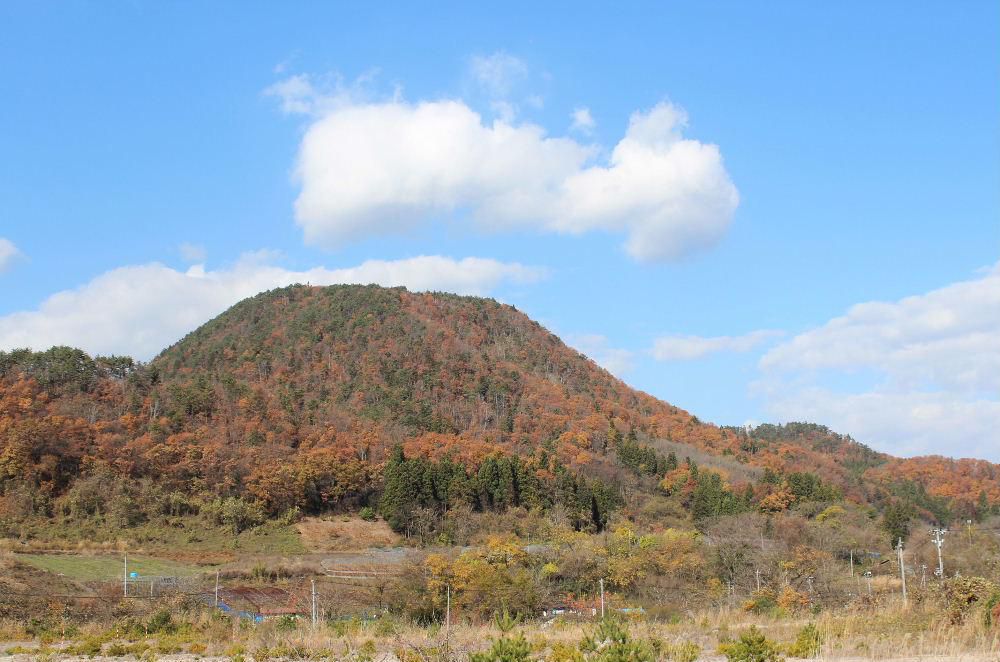 ぽかぽか陽気に誘われてちょこっとドライブに出かけました　空にはぽっかりと秋の雲が浮かび周りの山は紅葉から茶色になり秋の風情を楽しめるのもわずかとなりました　カラカラと音をたてて枯れた木々の葉が舞っています