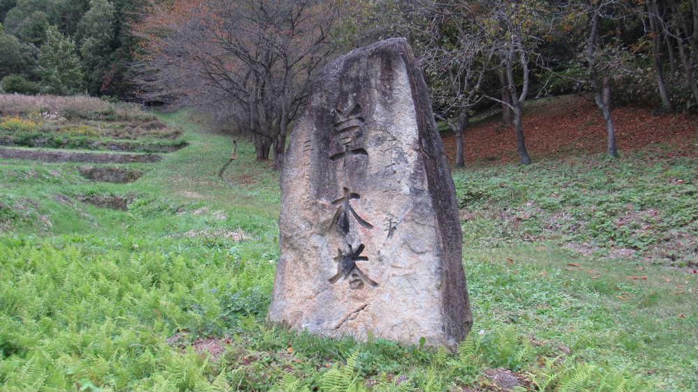 高畠町の「まほろば古の里歴史公園」に草木塔を見つけました　草木塔は草木に感謝しその生育を願って　江戸時代に米沢藩の上杉鷹山の時代に最初に建立されたと言われています　米沢市の他に川西町などで確認されているそうです　この写真は近年建てられたもので現代の草木塔ですが思いは江戸時代とおなじなのではと感じてきました　全国の９割が山形県の置賜地方に見つかっているそうです